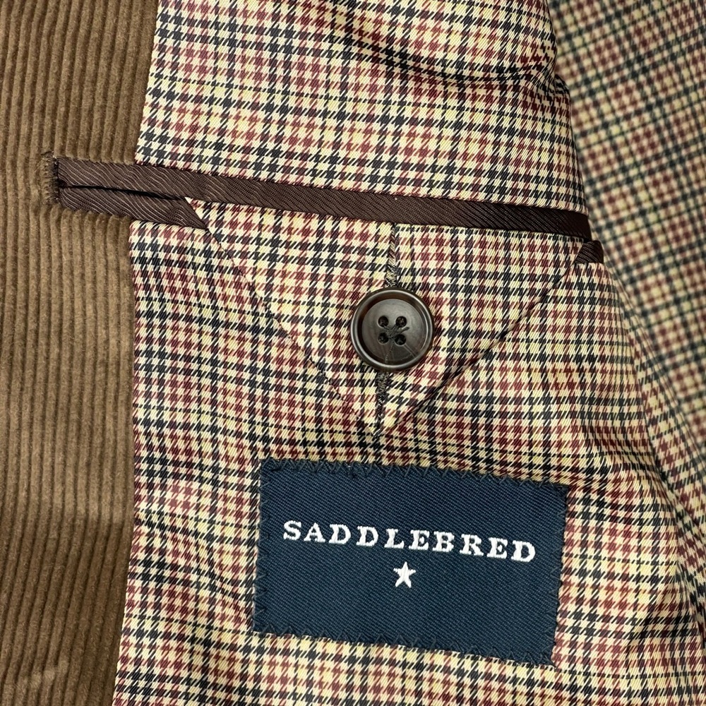 Saddlebred Corduroy Blazer 38R Cotton Sport Coat Suit Jacket Brown 2 Button - Picture 3 of 12